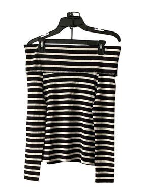 Women's Off Shoulder Full Sleeve Top, Code, M, Black & White, NWOT